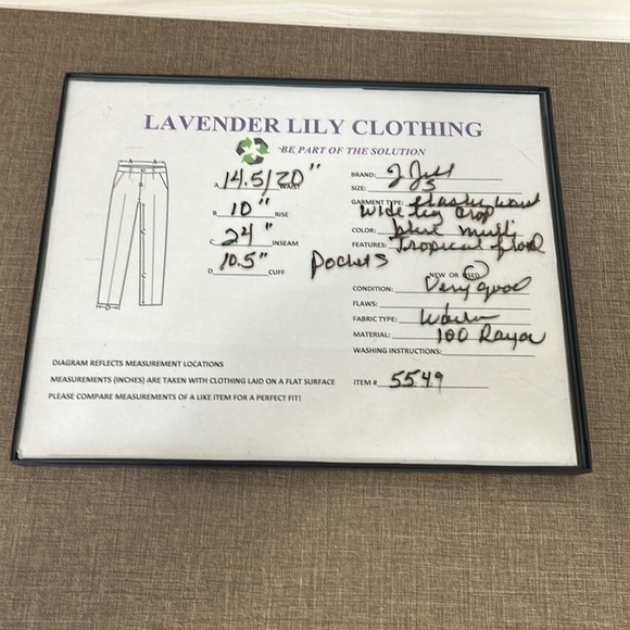 J. Jill Wide Leg Cropped Pant Women's S Blue Multi Tropical Smocked Waist - Picture 5 of 11